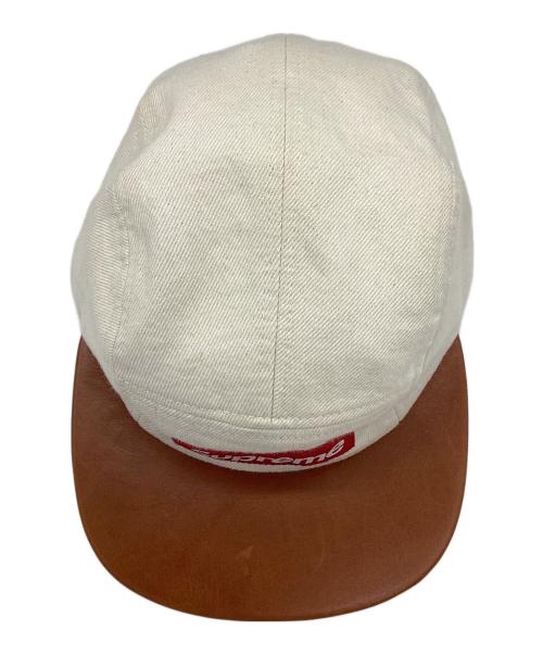 SUPREME（シュプリーム）Supreme (シュプリーム) Denim Leather Visor Camp Cap ブラウン×ベージュの古着・服飾アイテム