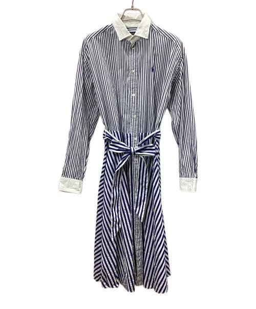 POLO RALPH LAUREN（ポロ・ラルフローレン）POLO RALPH LAUREN (ポロ・ラルフローレン) シャツワンピース ホワイト×ブルー サイズ:4の古着・服飾アイテム