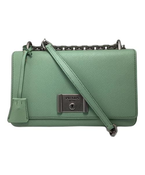 PRADA（プラダ）PRADA (プラダ) サフィアーノチェーンショルダーバッグ グリーンの古着・服飾アイテム