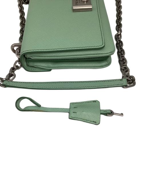 PRADA（プラダ）PRADA (プラダ) サフィアーノチェーンショルダーバッグ グリーンの古着・服飾アイテム