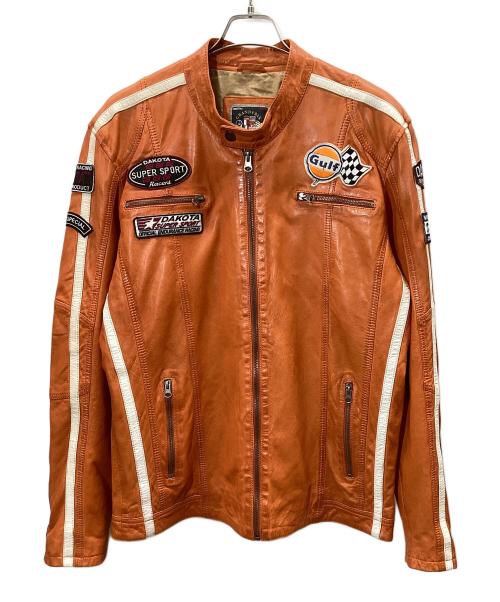 GULF（ガルフ）GULF (ガルフ) レーシングレザージャケット ブラウン サイズ:Lの古着・服飾アイテム