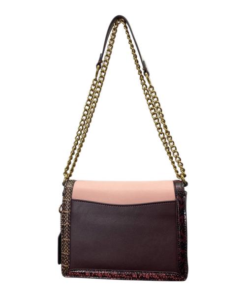 COACH（コーチ）COACH (コーチ) JENNIFER LOPEZ (ジェニファーロペス) ハットン ショルダー バッグ カラーブロック ウィズ スネークスキン ブラック×ピンクの古着・服飾アイテム