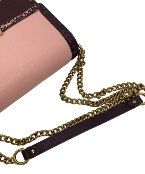 COACH（コーチ）COACH (コーチ) JENNIFER LOPEZ (ジェニファーロペス) ハットン ショルダー バッグ カラーブロック ウィズ スネークスキン ブラック×ピンクの古着・服飾アイテム