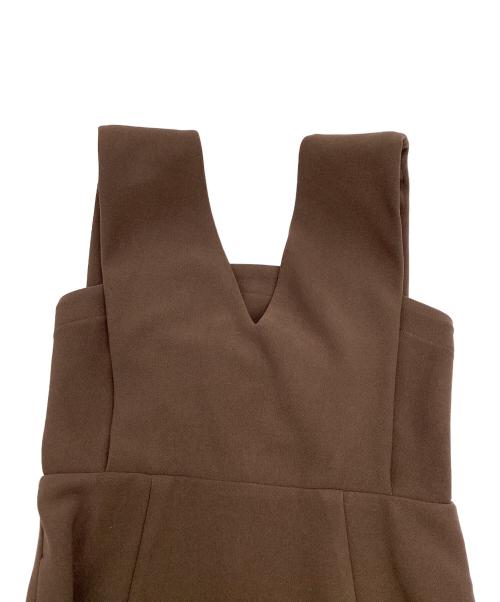 forme（フォルメ）forme (フォルメ) SHOULDER PADS DRESS(ショルダーパッズドレス) ブラウンの古着・服飾アイテム