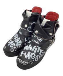 WHITE FLAG'S（ホワイトフラッグス）の古着「ペイントライダーススニーカー」｜ブラック