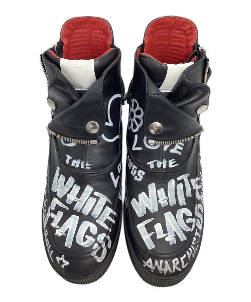 WHITE FLAG'S（ホワイトフラッグス）WHITE FLAG'S (ホワイトフラッグス) ペイントライダーススニーカー ブラック サイズ:26.5の古着・服飾アイテム