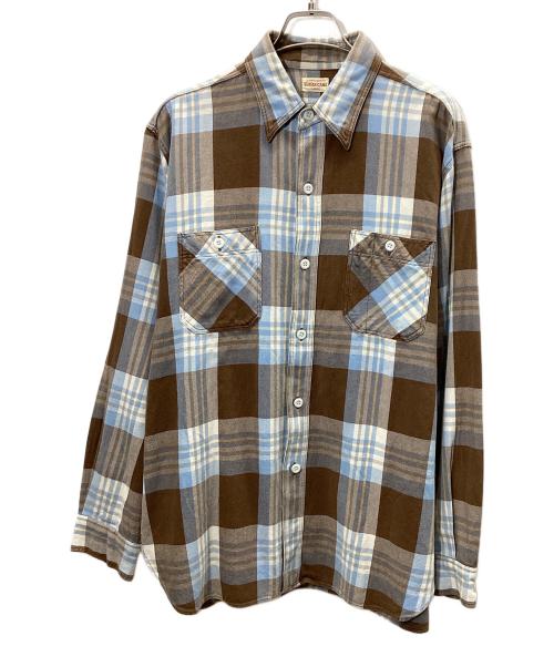 SUGAR CANE（シュガーケーン）SUGAR CANE (シュガーケーン) 長袖シャツ ブルー×ブラウン サイズ:Lの古着・服飾アイテム