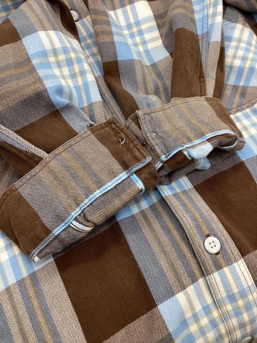 SUGAR CANE（シュガーケーン）SUGAR CANE (シュガーケーン) 長袖シャツ ブルー×ブラウン サイズ:Lの古着・服飾アイテム