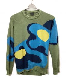 PAUL SMITH（ポールスミス）の古着「"Blooming Flowers" ニット」｜グリーン×ブルー