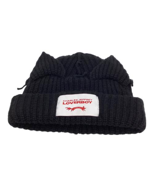 CHARLES JEFFREY LOVERBOY（チャールズ ジェフリー ラバーボーイ）CHARLES JEFFREY LOVERBOY (チャールズ ジェフリー ラバーボーイ) 猫耳ニット帽 ブラックの古着・服飾アイテム