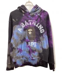 A BATHING APE（ア ベイシング エイプ）の古着「プルオーバーパーカー」｜ブラック×パープル