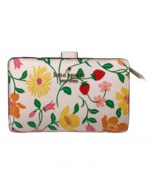 Kate Spade（ケイトスペード）の古着「マディソン ストロベリー ガーデン プリント ミディアム コンパクト バイフォールド ウォレット」｜ピンク