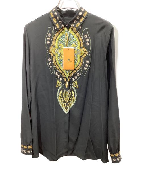 ETRO（エトロ）ETRO (エトロ) 長袖シルクシャツ ブラック サイズ:40の古着・服飾アイテム