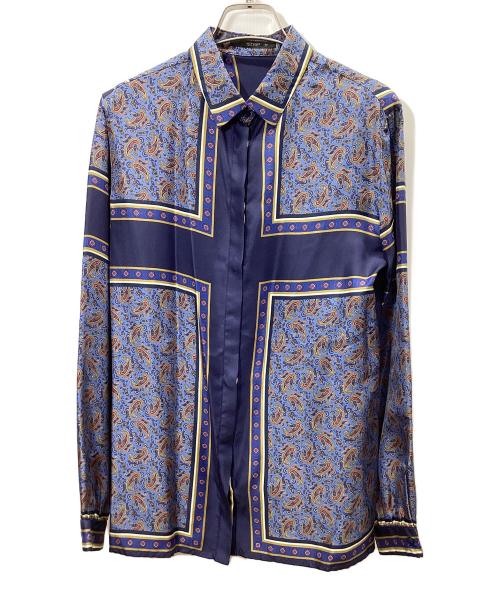 ETRO（エトロ）ETRO (エトロ) 長袖シルクシャツ ブルー サイズ:42の古着・服飾アイテム