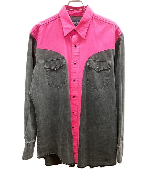 Wrangler（ラングラー）Wrangler (ラングラー) デニムシャツ ピンク×ブラック サイズ:Lの古着・服飾アイテム