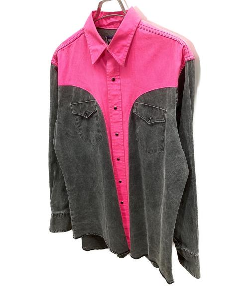 Wrangler（ラングラー）Wrangler (ラングラー) デニムシャツ ピンク×ブラック サイズ:Lの古着・服飾アイテム