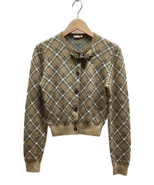 MIU MIU（ミュウミュウ）MIU MIU (ミュウミュウ) 薄手カーディガン ベージュ サイズ:36の古着・服飾アイテム