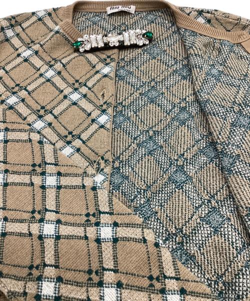 MIU MIU（ミュウミュウ）MIU MIU (ミュウミュウ) 薄手カーディガン ベージュ サイズ:36の古着・服飾アイテム