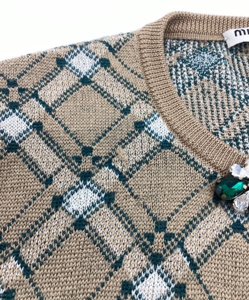 MIU MIU（ミュウミュウ）MIU MIU (ミュウミュウ) 薄手カーディガン ベージュ サイズ:36の古着・服飾アイテム