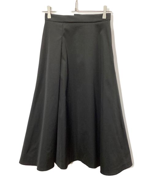 LANVIN en Bleu（ランバンオンブルー）LANVIN en Bleu (ランバンオンブルー) ストレッチサテンフレアスカート ブラック サイズ:36の古着・服飾アイテム