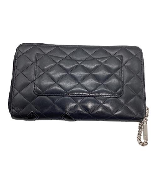 CHANEL（シャネル）CHANEL (シャネル) CHANEL カンボンライン ラウンドジップ長財布  ブラックの古着・服飾アイテム