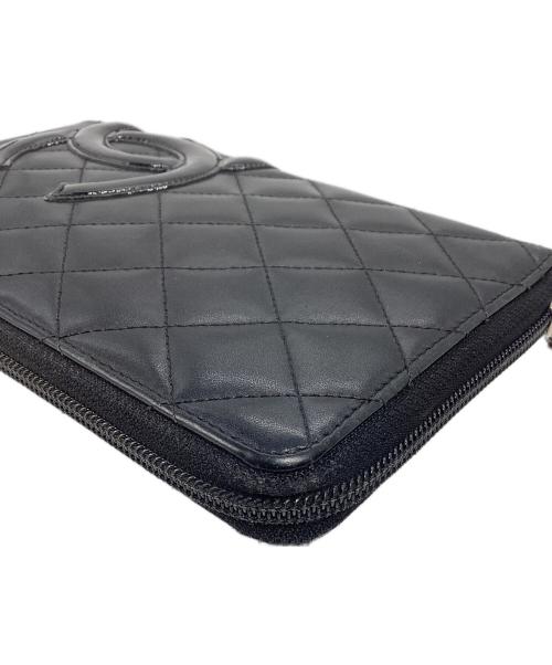 CHANEL（シャネル）CHANEL (シャネル) CHANEL カンボンライン ラウンドジップ長財布  ブラックの古着・服飾アイテム