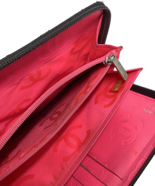 CHANEL（シャネル）CHANEL (シャネル) CHANEL カンボンライン ラウンドジップ長財布  ブラックの古着・服飾アイテム