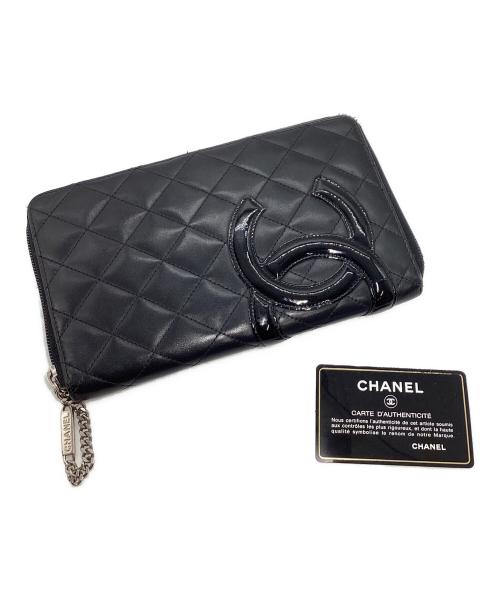 CHANEL（シャネル）CHANEL (シャネル) CHANEL カンボンライン ラウンドジップ長財布  ブラックの古着・服飾アイテム