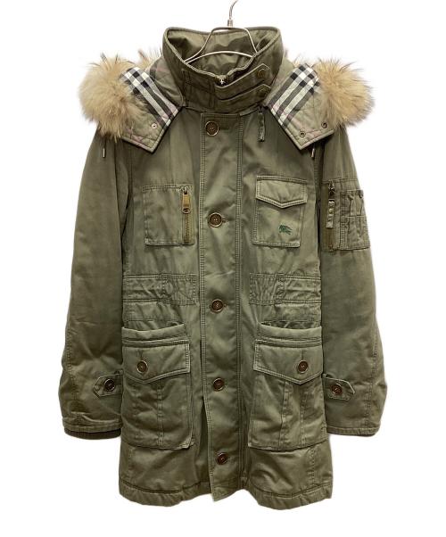 BURBERRY BLUE LABEL（バーバリーロンドンブルーレーベル）BURBERRY BLUE LABEL (バーバリーロンドンブルーレーベル) モッズコート オリーブ サイズ:38の古着・服飾アイテム