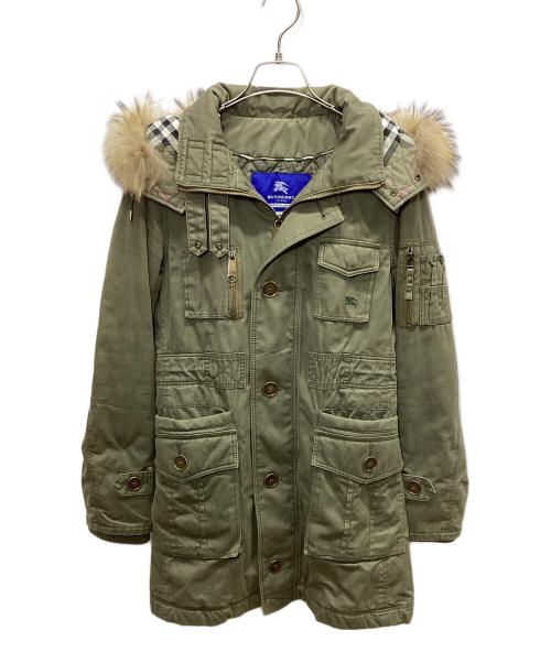 BURBERRY BLUE LABEL（バーバリーロンドンブルーレーベル）BURBERRY BLUE LABEL (バーバリーロンドンブルーレーベル) モッズコート オリーブ サイズ:38の古着・服飾アイテム