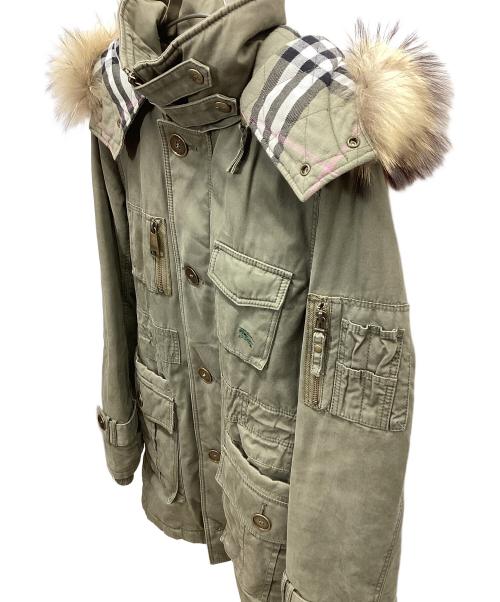 BURBERRY BLUE LABEL（バーバリーロンドンブルーレーベル）BURBERRY BLUE LABEL (バーバリーロンドンブルーレーベル) モッズコート オリーブ サイズ:38の古着・服飾アイテム