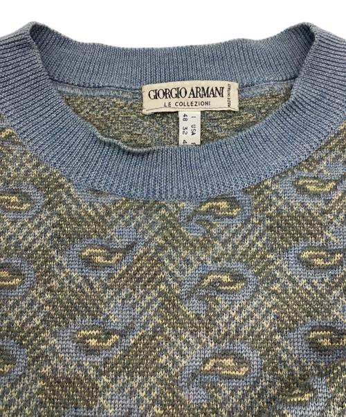 GIORGIO ARMANI（ジョルジョアルマーニ）GIORGIO ARMANI (ジョルジョアルマーニ) ニット グリーン×ブルー サイズ:48の古着・服飾アイテム