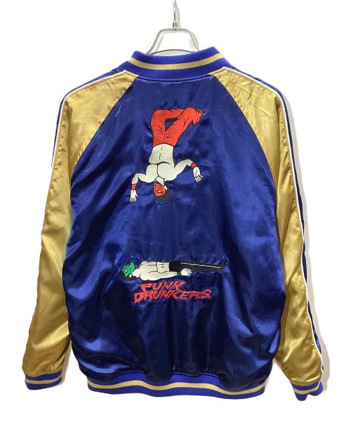 PUNK DRUNKERS（パンクドランカーズ）PUNK DRUNKERS (パンクドランカーズ) GreatMUTA (グレート・ムタ) グレート・ムタ スカジャン ブルー×ブラック サイズ:XLの古着・服飾アイテム