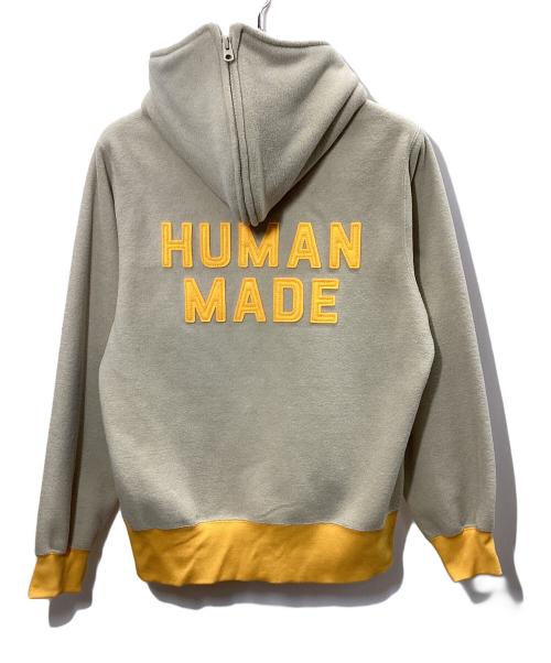 HUMAN MADE（ヒューマンメイド）HUMAN MADE (ヒューマンメイド) FLEECE HALF-ZIP HOODIE(フリースハーフジップフーディー) ベージュ サイズ:Mの古着・服飾アイテム