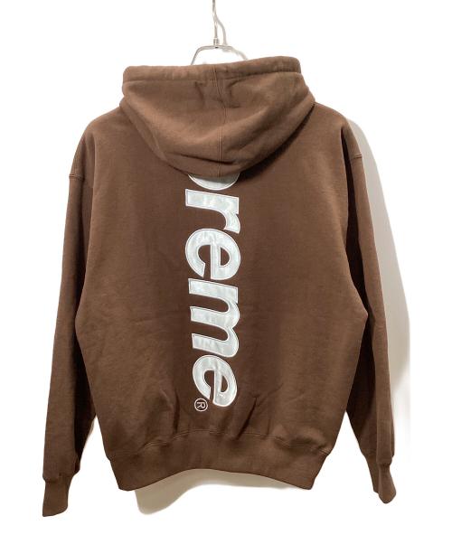 SUPREME（シュプリーム）Supreme (シュプリーム) satin applique hooded sweat shirt(サテン アップリケ フーディー スウェットシャツ) ブラウン サイズ:Sの古着・服飾アイテム