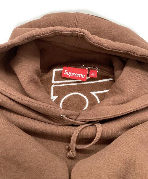 SUPREME（シュプリーム）Supreme (シュプリーム) satin applique hooded sweat shirt(サテン アップリケ フーディー スウェットシャツ) ブラウン サイズ:Sの古着・服飾アイテム
