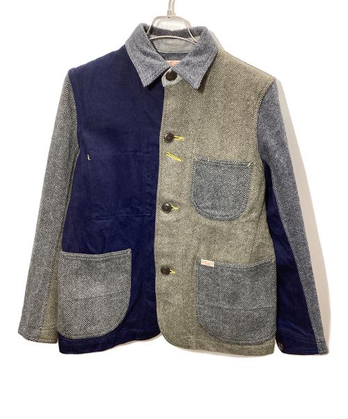 SUGAR CANE LIGHT（シュガーケーン ライト）SUGAR CANE LIGHT (シュガーケーン ライト) ウールヘリンボーンワーク ジャケット ネイビー×グレー サイズ:Sの古着・服飾アイテム