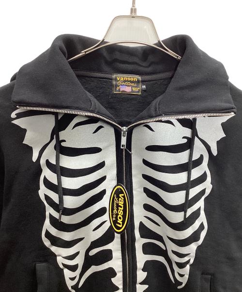 VANSON（バンソン）VANSON (バンソン) ボーンスウェットパーカー ブラック サイズ:XXLの古着・服飾アイテム
