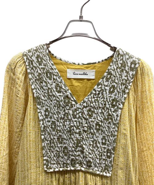 sara mallika（サラマリカ）sara mallika (サラマリカ) 長袖ワンピース イエロー サイズ:Sの古着・服飾アイテム