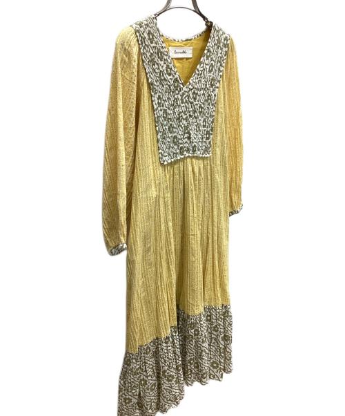 sara mallika（サラマリカ）sara mallika (サラマリカ) 長袖ワンピース イエロー サイズ:Sの古着・服飾アイテム
