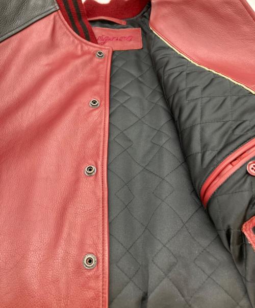 CHEVIGNON（シェビニオン）CHEVIGNON (シェビニオン) レザージャケット レッド×ブラック サイズ:42の古着・服飾アイテム