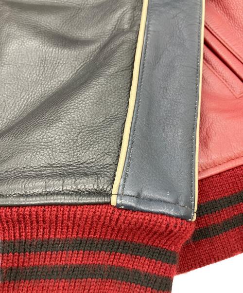 CHEVIGNON（シェビニオン）CHEVIGNON (シェビニオン) レザージャケット レッド×ブラック サイズ:42の古着・服飾アイテム