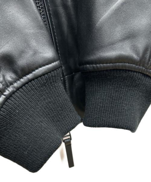 hotel palace（ホテルプレイス）HOTEL PALACE (ホテルプレイス) ラムスキンムートンカラーフライトジャケット ブラック サイズ:Ｍの古着・服飾アイテム