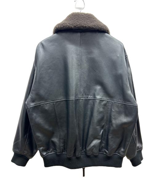 hotel palace（ホテルプレイス）HOTEL PALACE (ホテルプレイス) ラムスキンムートンカラーフライトジャケット ブラック サイズ:Ｍの古着・服飾アイテム