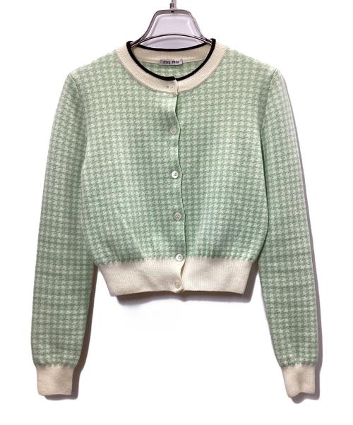 MIU MIU（ミュウミュウ）MIU MIU (ミュウミュウ) 薄手カーディガン 黄緑 サイズ:38の古着・服飾アイテム