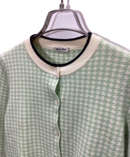 MIU MIU（ミュウミュウ）MIU MIU (ミュウミュウ) 薄手カーディガン 黄緑 サイズ:38の古着・服飾アイテム