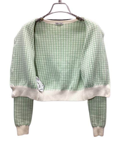 MIU MIU（ミュウミュウ）MIU MIU (ミュウミュウ) 薄手カーディガン 黄緑 サイズ:38の古着・服飾アイテム