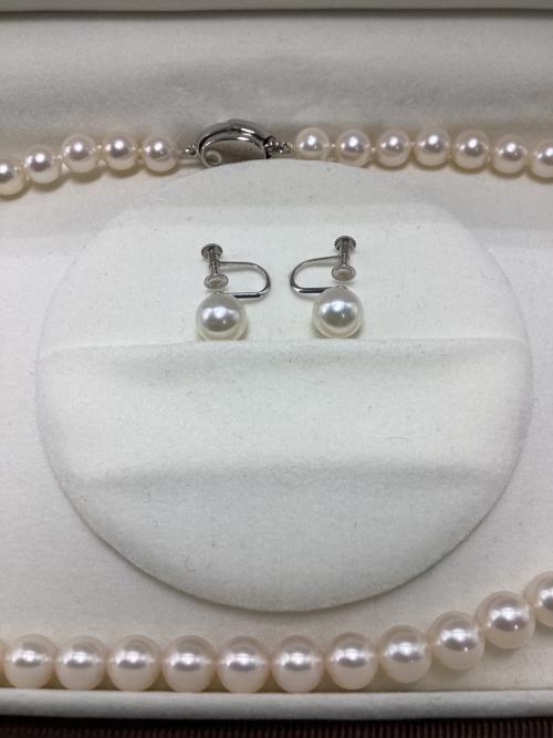 NICOLO POLO（ニコロポーロ）NICOLO POLO (ニコロポーロ) アコヤ真珠ネックレス・イヤリングセット ホワイト×シルバーの古着・服飾アイテム