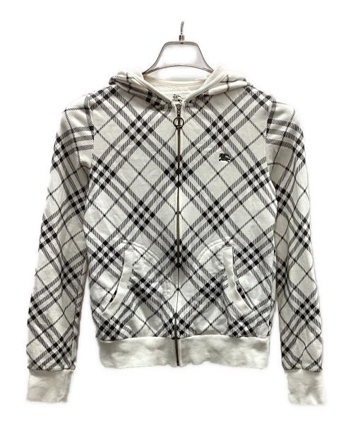 BURBERRY BLUE LABEL（バーバリー ブルー レーベル）BURBERRY BLUE LABEL (バーバリーロンドンブルーレーベル) BURBERRY　ブルーレーベル ジップアップパーカー ホワイト サイズ:38の古着・服飾アイテム