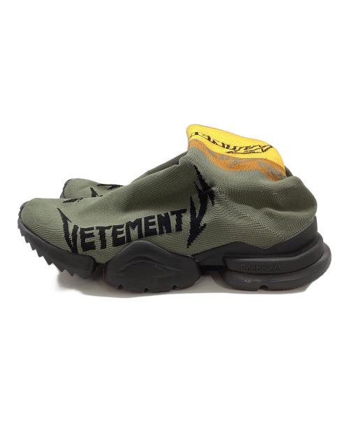 VETEMENTS（ヴェトモン）VETEMENTS (ヴェトモン) REEBOK (リーボック) SOCK RUNNER イエロー×カーキ サイズ:28の古着・服飾アイテム